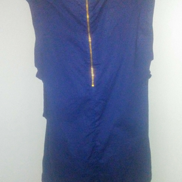 Sleeveless Blue 4 Tiered Eyelet Top XL - Picture 3 of 7